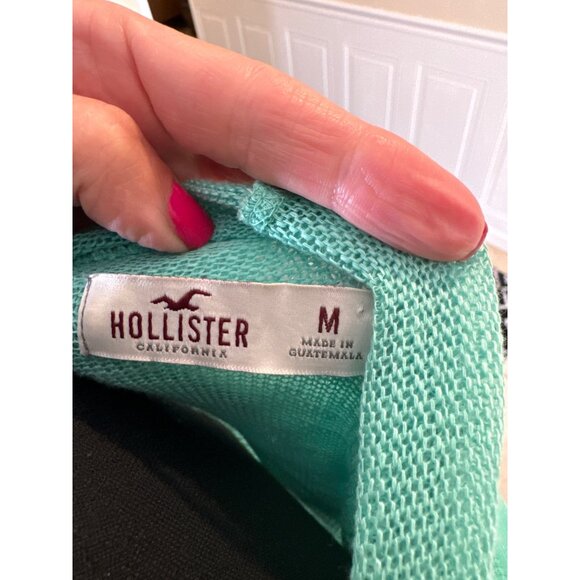 Hollister Y2K New Preppy LIght Weight Sky Blue Semi Sheer Sweater hoodie Women M - Picture 5 of 8